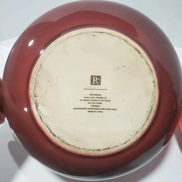 Roscher & CIE Orange/Red Ceramic Bean Pot with Lid. - Picture 5 of 8